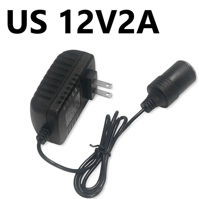  220V AC to 12V DC Car Charger Transformer EU US AU UK Plug Portable Car Cigarette Lighter Socket Adapter Converter Parts Oasis Select US Plug 12V2A