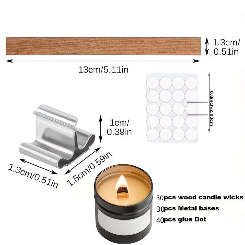DIY Candle Making Kit – Wood Wicks, Metal Stands & Glue Dots