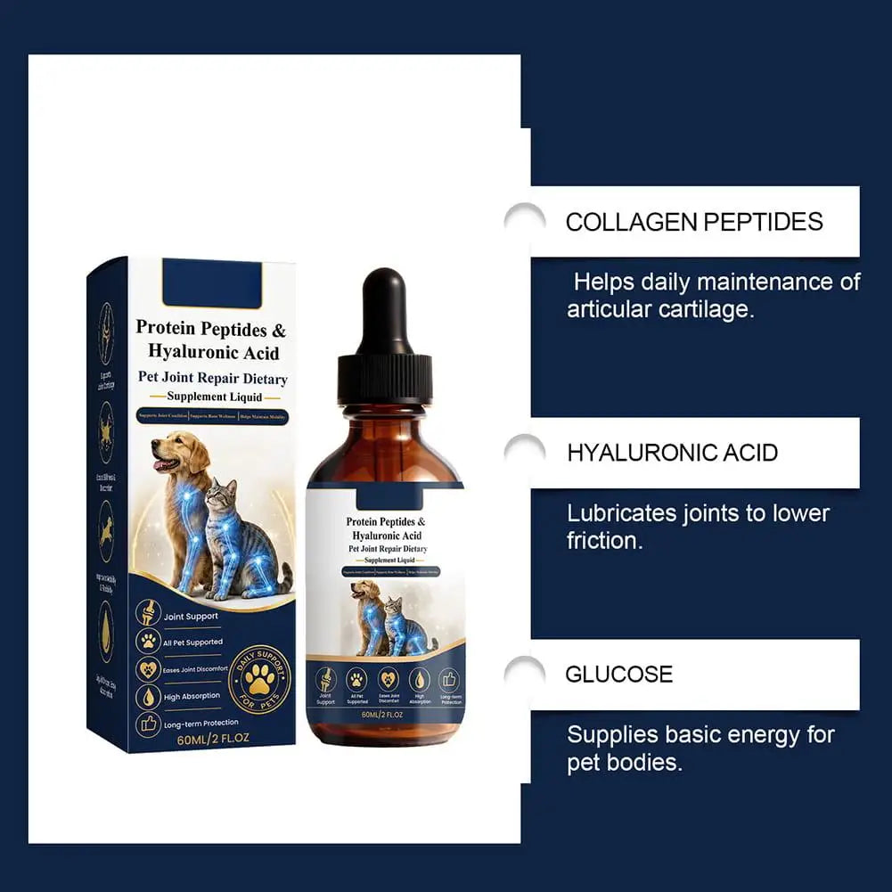 60ML Dog Joint Supplement Liquid Natural Protein Peptides & Hyaluronic Acid Dog Joint Support Improved Mobility For All Ages Dog Oasis Select