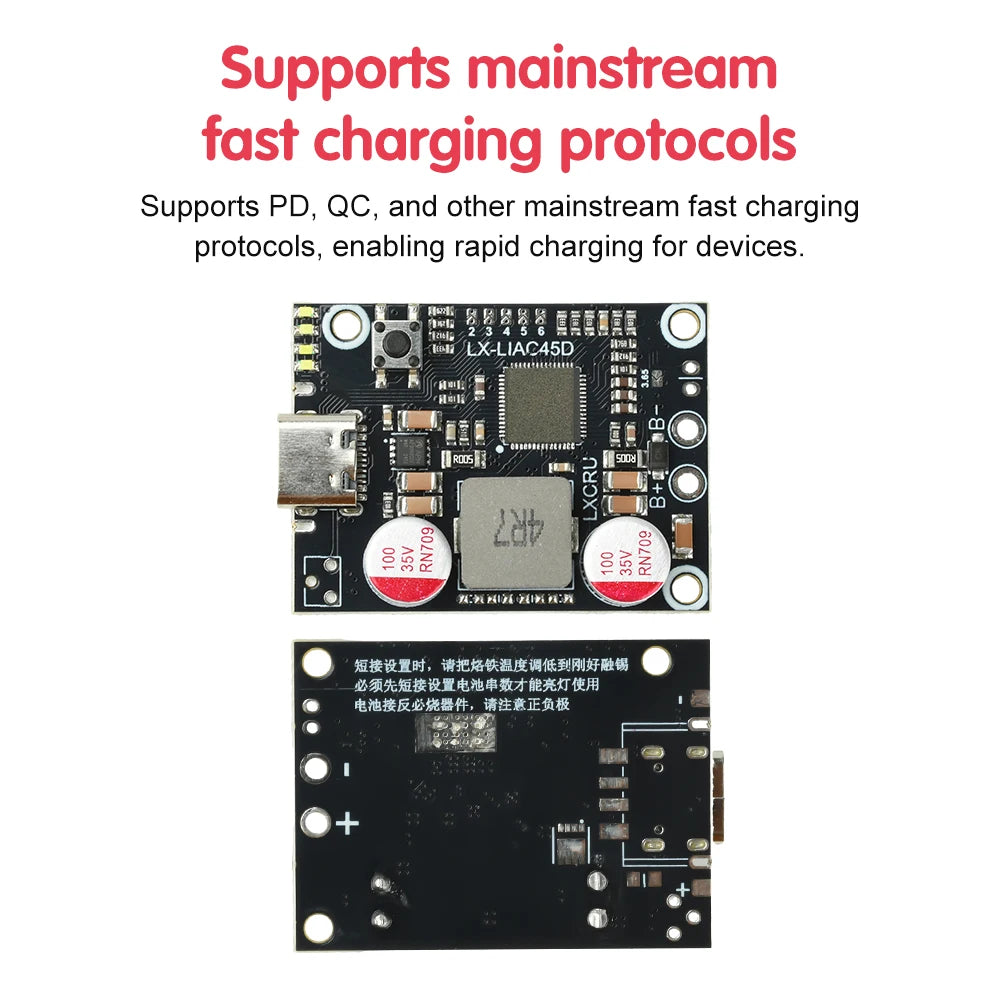 2-6S 45W Fast Charging Mobile Power Module Supports PD QC Fast Charging Protocols DIY Circuit Board Type-C USB Oasis Select