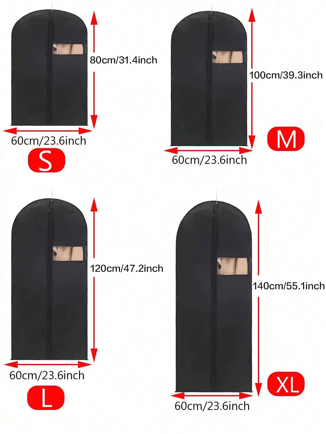 5-Pack Clothes Dust Cover Wardrobe Storage Bag Clothes Dust Bag Mink down Jacket Coat Storage Hanging Dust Cover Oasis Select