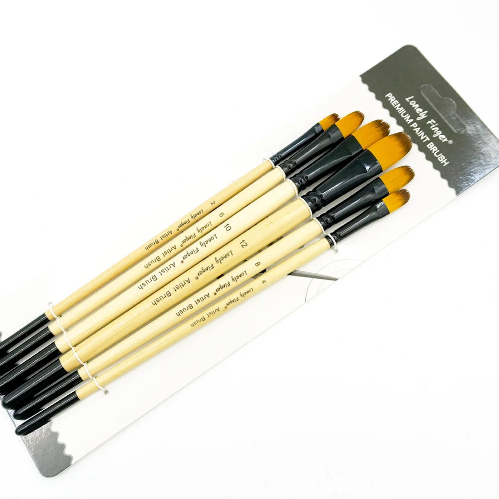6/24pcs Paint Brushes Set for Acrylic Painting, Watercolor Acrylic Paint Brush, Artist Paintbrushes for Body Face Rock Canvas, Oasis Select 6pcs Wood Filbert