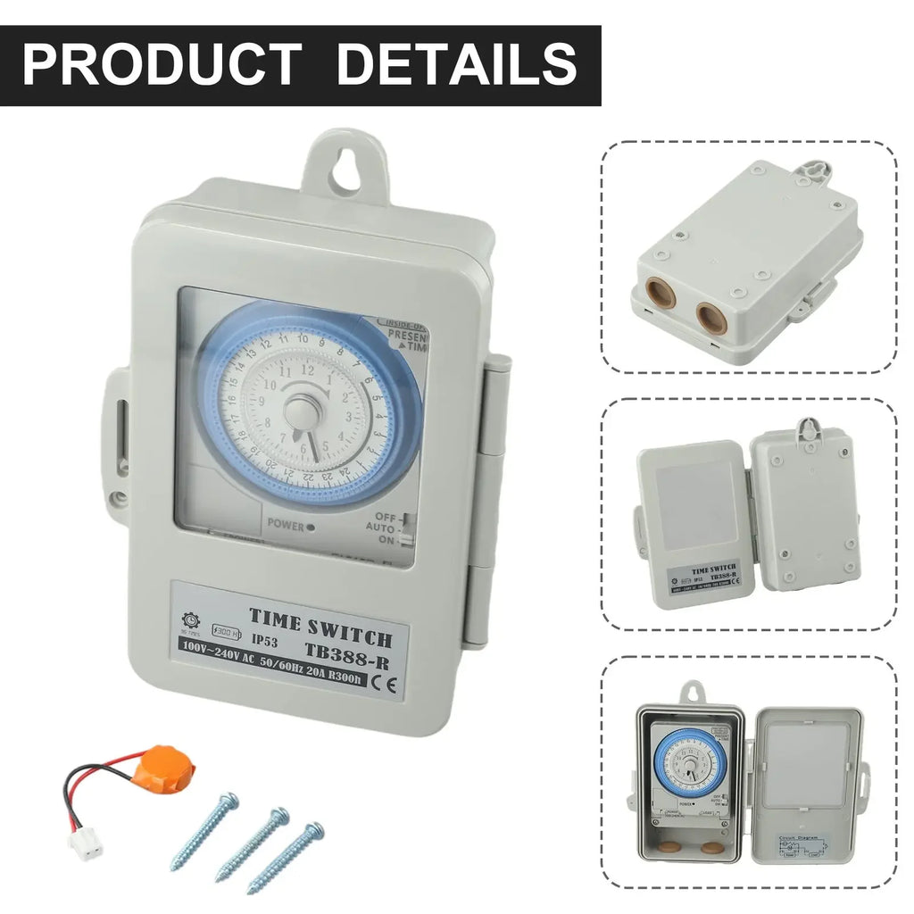 Mechanical Timer Switch 24 Hour Programmable AC100 250V 20A for Efficient Control of Power in Various Settings Oasis Select