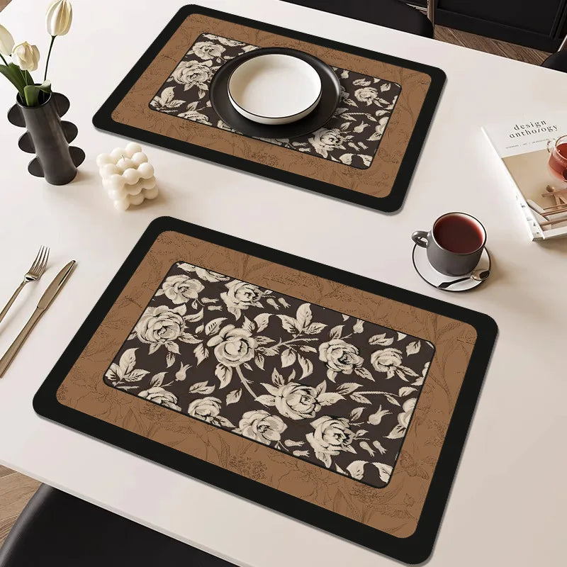 French Waterproof Leather Placemat Grease-proof Washless Dishes