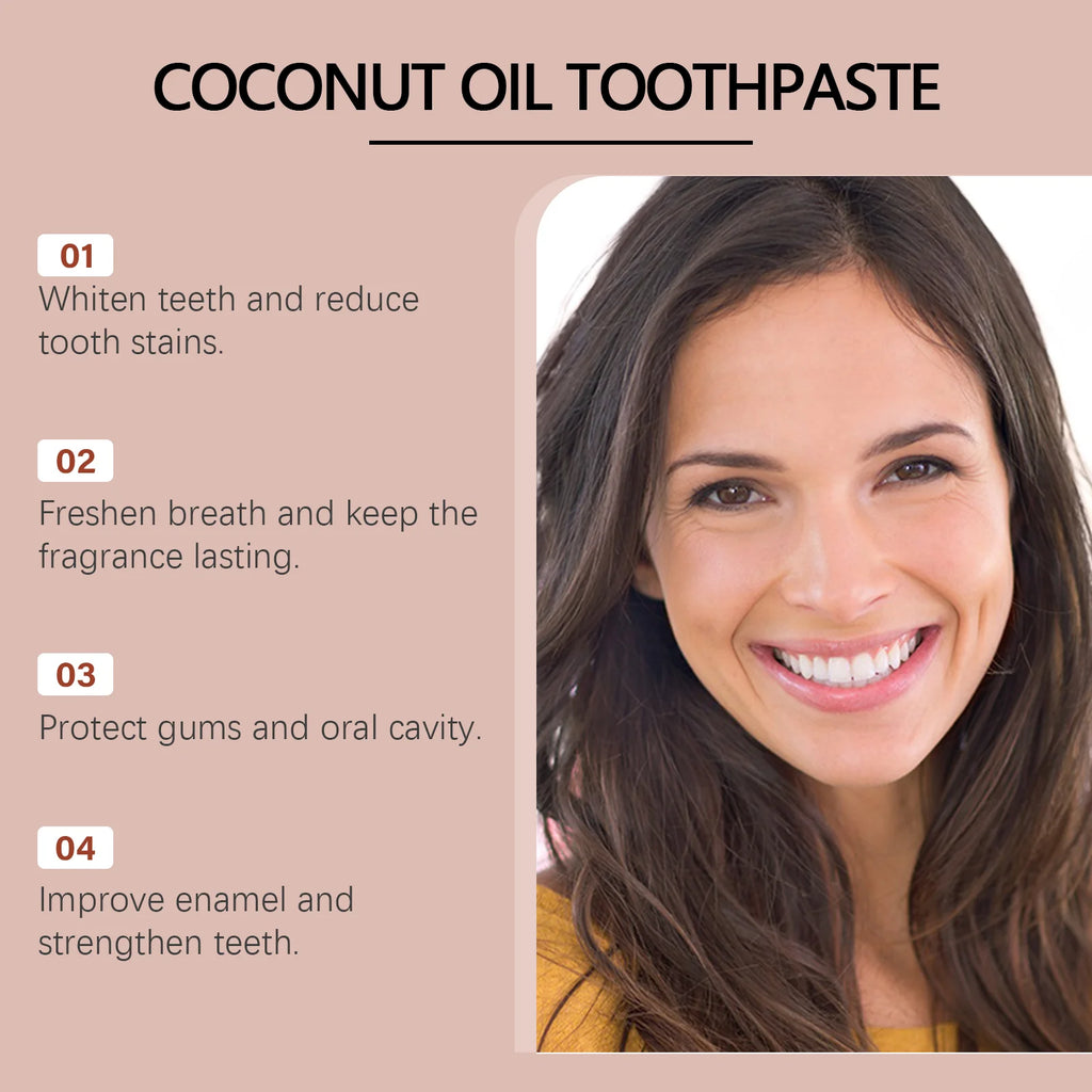 Coconut Oil Toothpaste Teeth Whitening Remove Tartar Cleansing Smoke Tea Stains Fresh Oral Breath Dental Corrector Brighten Care Oasis Select