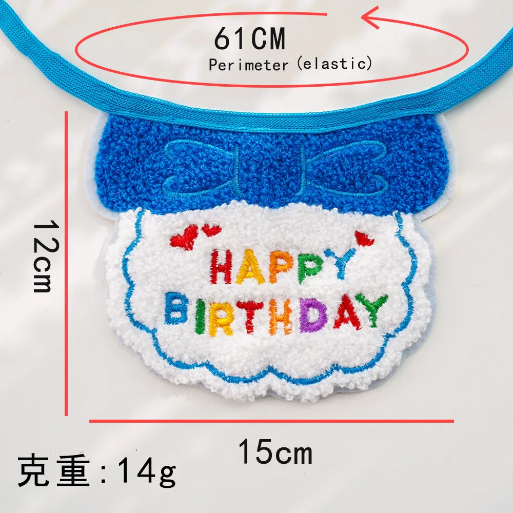 Pet Dog Cat Birthday Dress Bib Party Supplies Saliva Towel Felt Hat