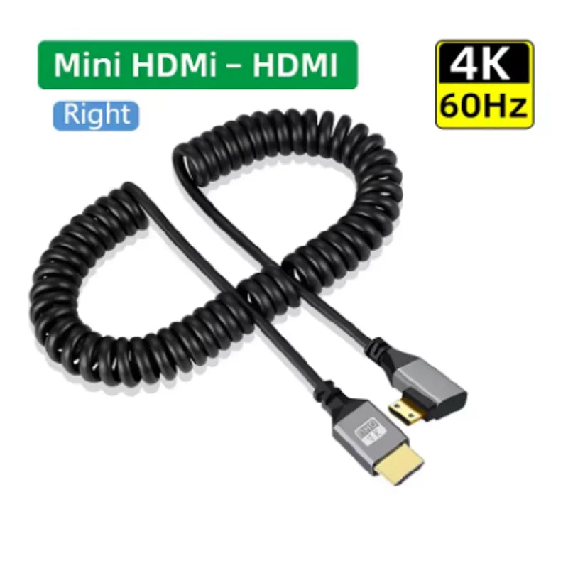 4K mini HDMI Cable 4K60HZ 0.5-2.4M mini HDMI-Compatible TO HDMI Coiled Extension Flexible Spiral Cable 4k MinihHDMI Cable Oasis Select