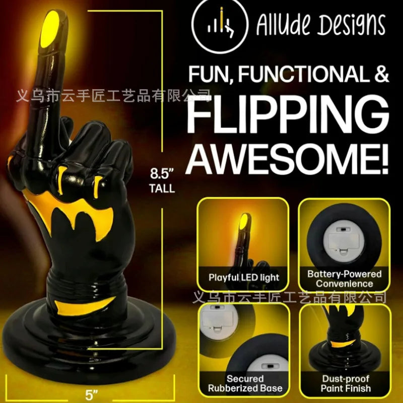 Resin Middle Finger Statue with LED Light - Bold Desktop/Patio Ornament Oasis Select