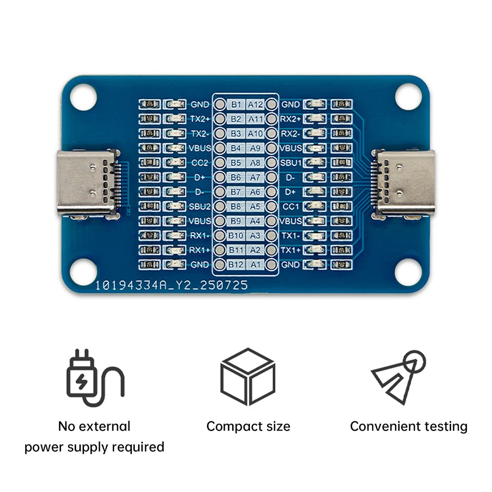 Dual-headed Type-C Fast Charging Cable Testing Module Type C to Type C Cable Testing Module Portable LED Indicator Cable Tester Oasis Select