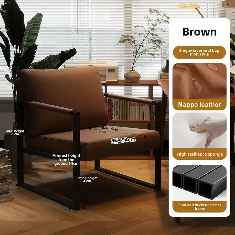 Nordic lazy sofa light luxury sales single wrought iron leisure chair balcony negotiation bedroom living room minimalist sofa Oasis Select Brown 1 One Seat