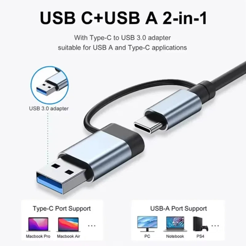  8 in 2 Docking Station USB C Type C HUB with 3.5mm Audio Jack Adapter Micro SD Card Reader Laptop Tablet Phone Disk Converter Oasis Select