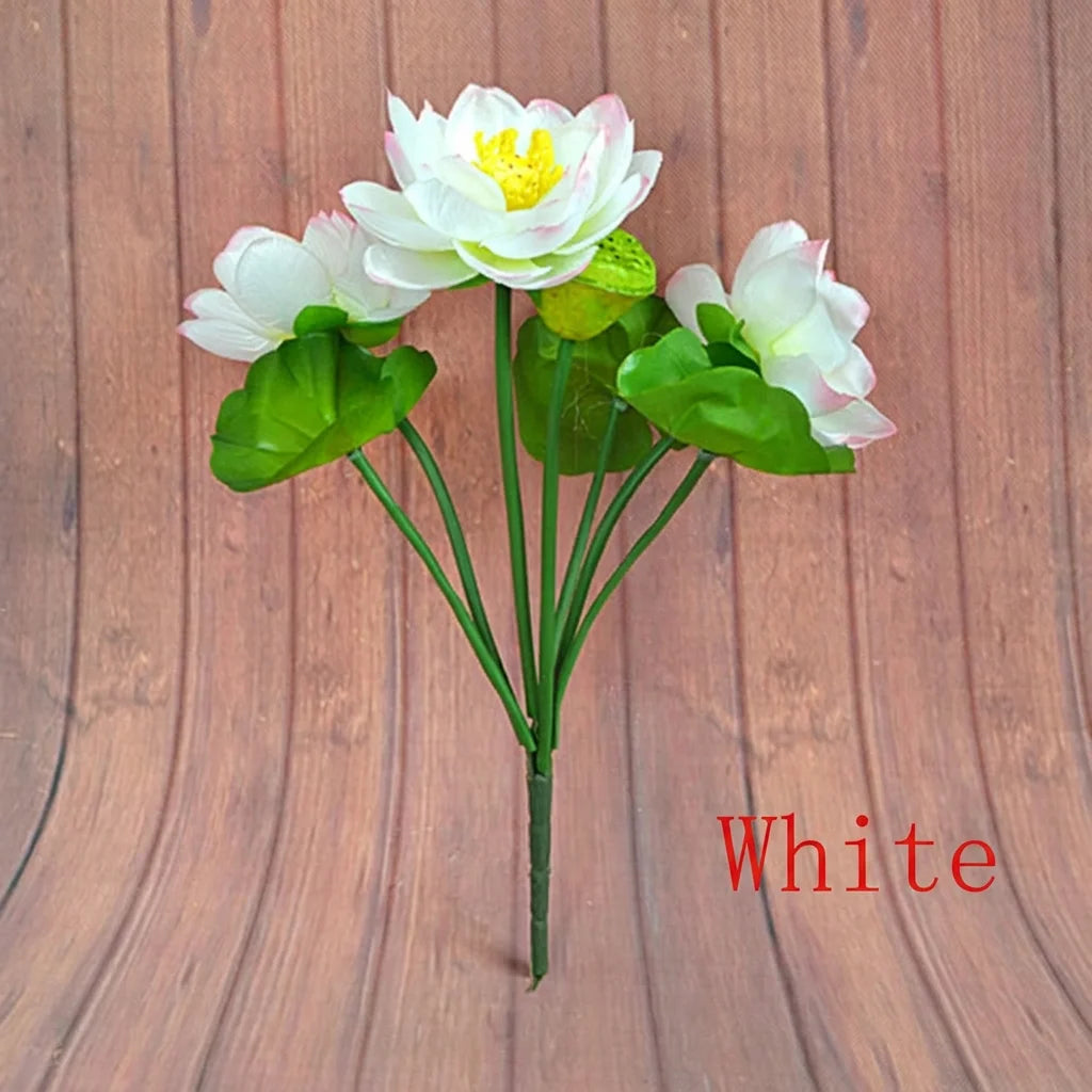 Artificial Silk Lotus Flower Stem – 7-Head Décor & Photo Prop