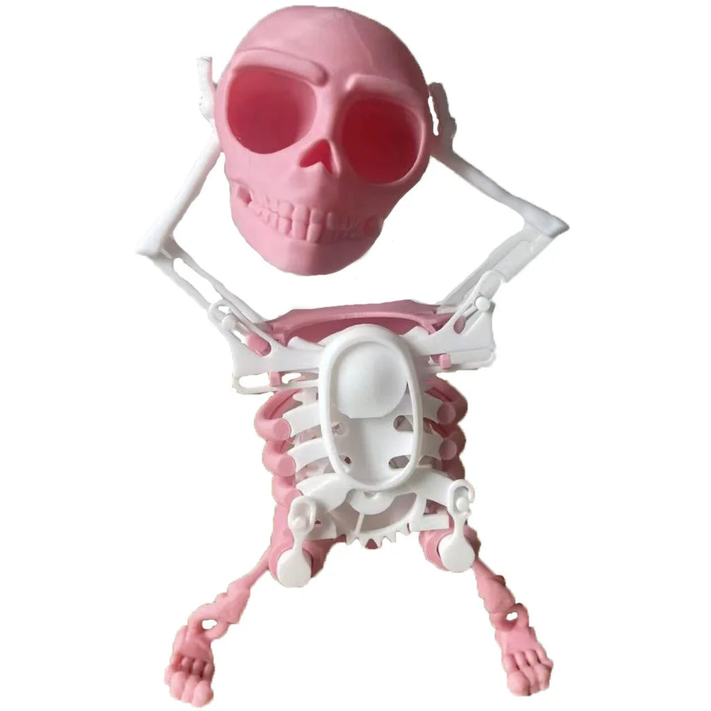 Funny Wind-up Dancing Skeleton Toy No Need Battery Kids Toddlers Desktop Mini 3D Print Shaking Skull Doll Spring Clockwork Toy Oasis Select