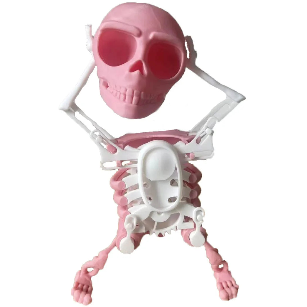Funny Wind-up Dancing Skeleton Toy No Need Battery Kids Toddlers Desktop Mini 3D Print Shaking Skull Doll Spring Clockwork Toy Oasis Select