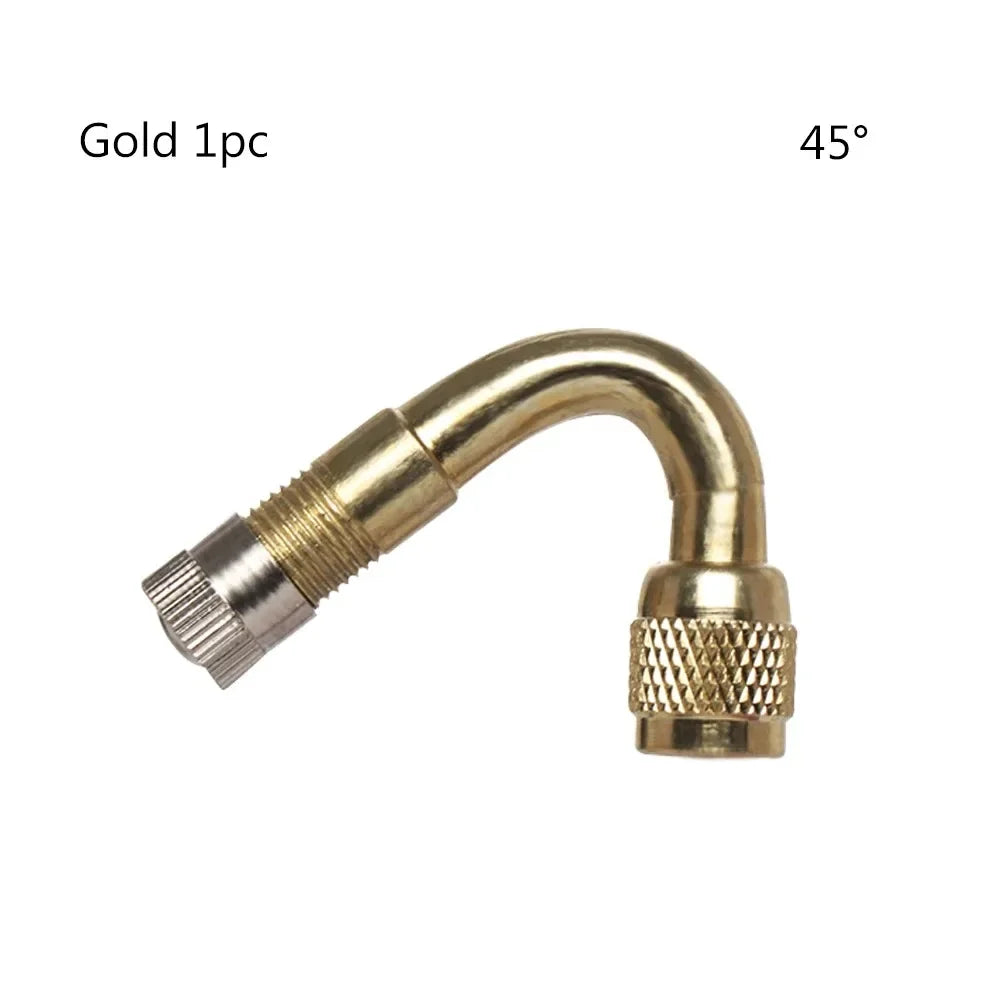 2 Pcs Motorcycle 45 90 135 Degree Angle Bent Valve Adaptor Tyre Tube Valve Extension Adapter for Truck Car Moto Bike Oasis Select Gold-45 1pc