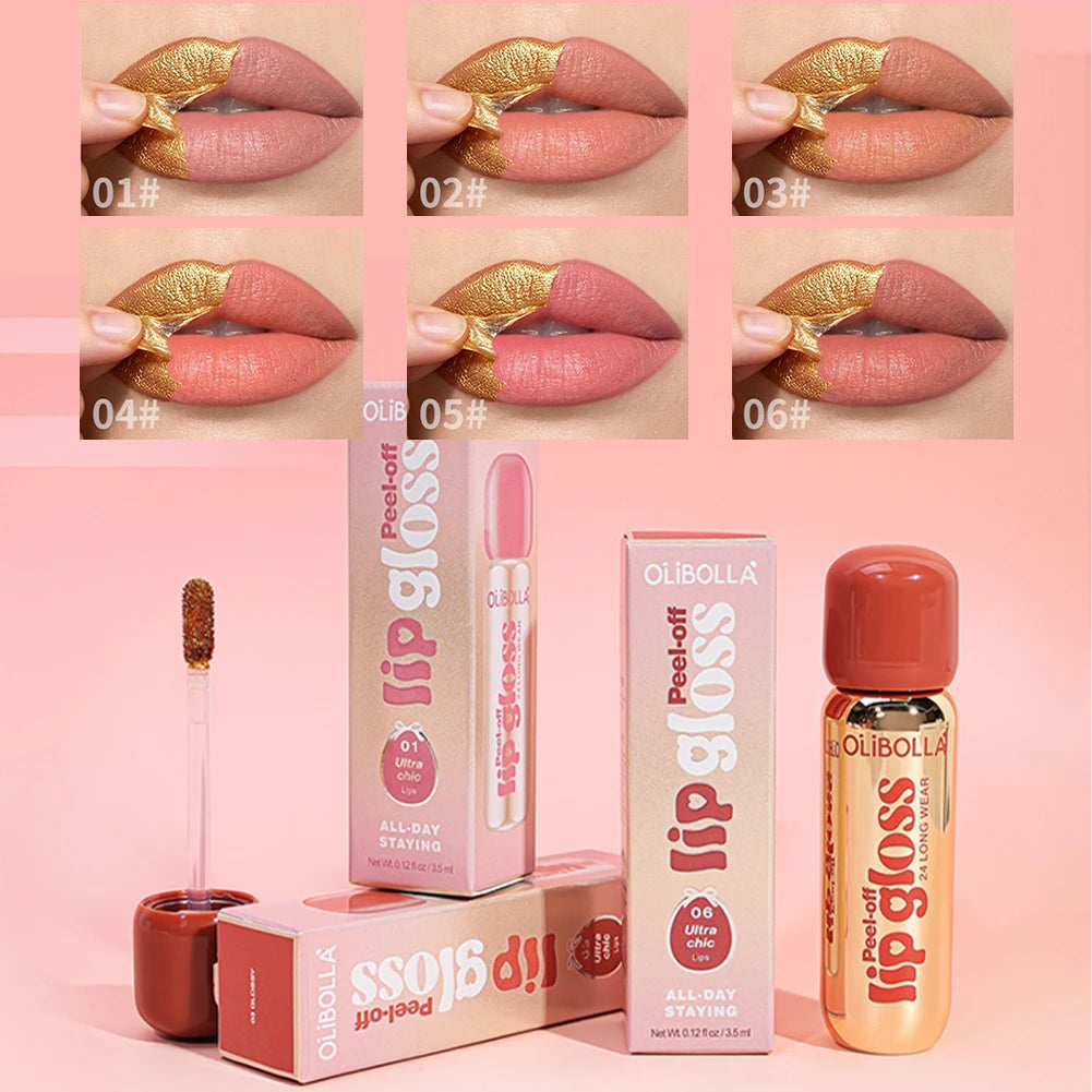 1Pc Gold Peel Off Lip Liner & Lip Gloss, Long Lasting Waterproof Lip Tattoo Stain Oasis Select