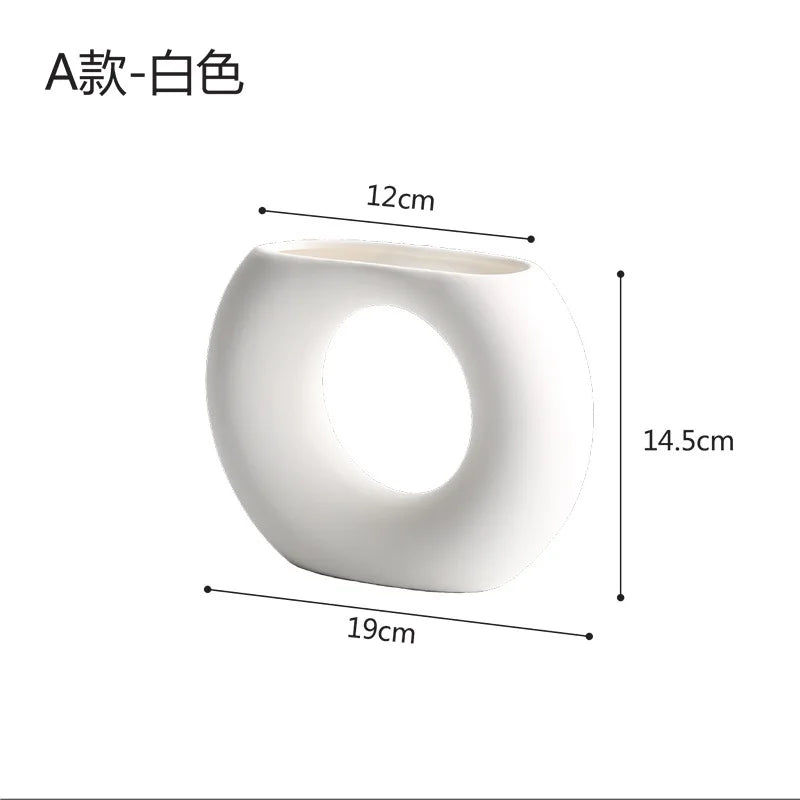 Nordic Geometric Creative Art Plain Germ Dried Flower Ceramic Vase Homestays Vases Oasis Select A