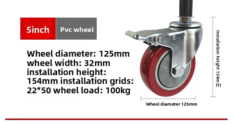 3/4/5inch Medium Duty polyurethane wheels Industrial rigid double ball bearing trolley pvc swivel with lock caster wheels Oasis Select 5 INCH