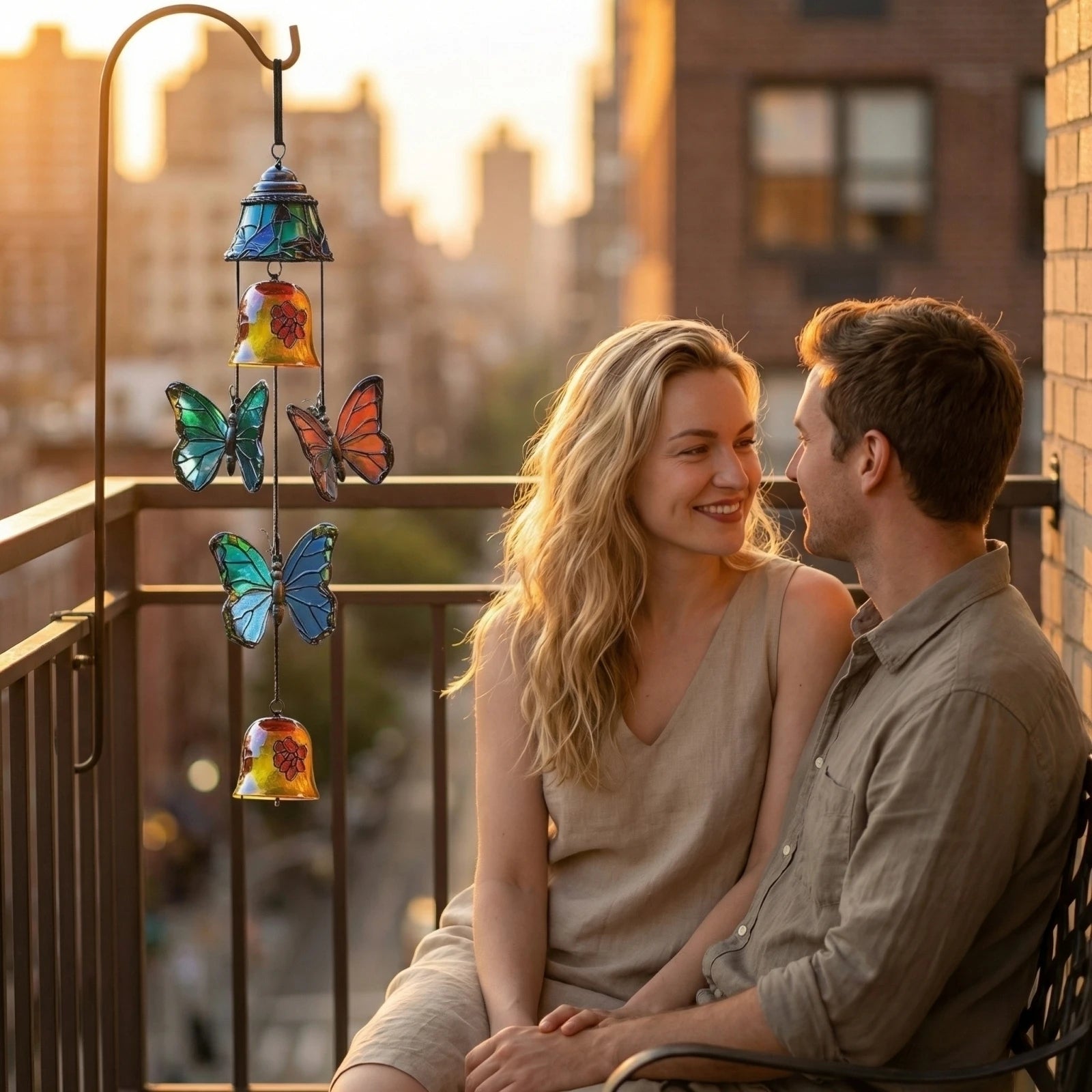 Stained Glass Butterfly Wind Chime | Garden & Patio Decor Garden Wind Chime Oasis Select