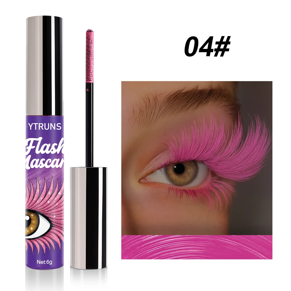 7 Color Shimmer Glitter Mascara – Waterproof Lengthening Formula