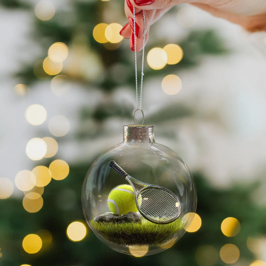 Sports Theme Christmas Ornament Ball Miniature Football Basketball Game Scene Inside Ball Hanging Decor for Tree Mantel Garland Oasis Select