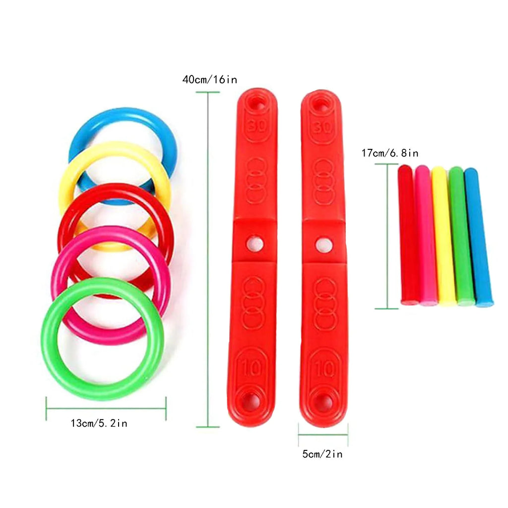 Kids Ring Toss Game – 5-Pole Cross Throwing Set Indoor Outdoor Ring Toss Game Oasis Select