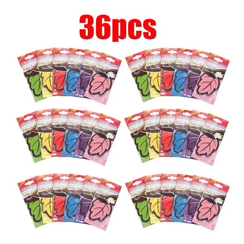 6/12/24/36pcs Mix Car Air Freshener Natural Scented Tea Paper Auto Hanging Perfume Fragrance Leaf Shape Car Accessories Oasis Select 36pcs