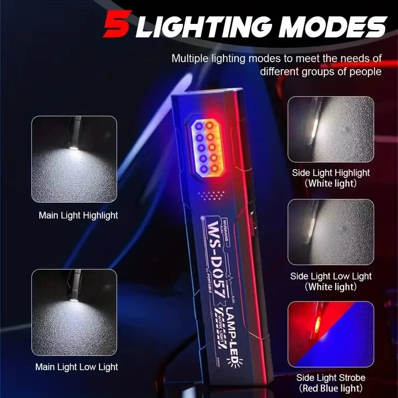 550LM EDC Flashlight USB-C Rechargeable | COB + Red & Blue Modes