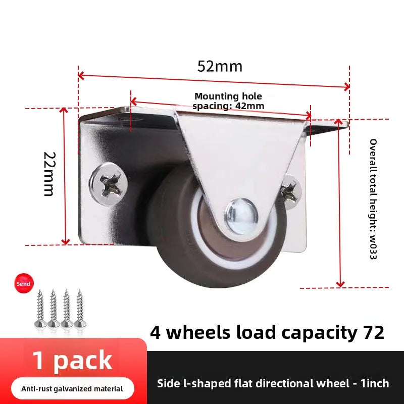 4Pcs Silent Rubber Casters, Drawer Wheels, for Furniture, Kitchen Cabinet Table ,of Side Installation Low Profile Replace wheel Oasis Select 4PCS J