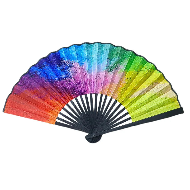 Leopard Print Folding Fan – 23cm Black Frame | Party & Stage