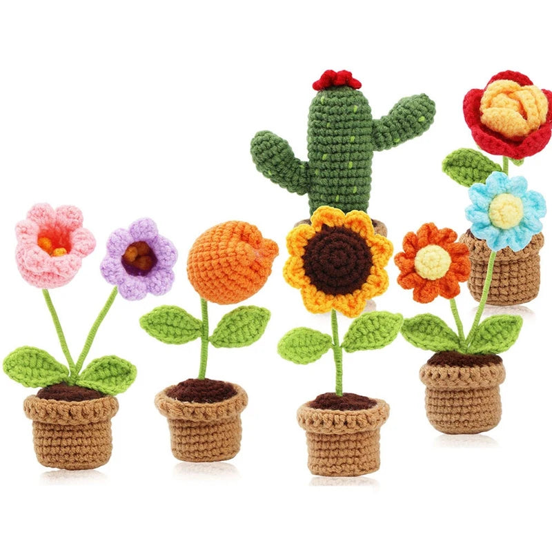 DIY Green Potted Lants Crochet Kit Crochet Kit DIY Handmade With Knitting Yarn Needles Plush Doll Easy Oasis Select