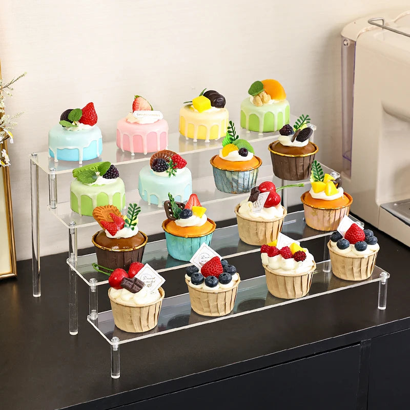 1pc Multifunctional Acrylic Transparent Stepped Cake Stand Paper Cup Cake Dessert Display Stand Suitable for Parties Oasis Select