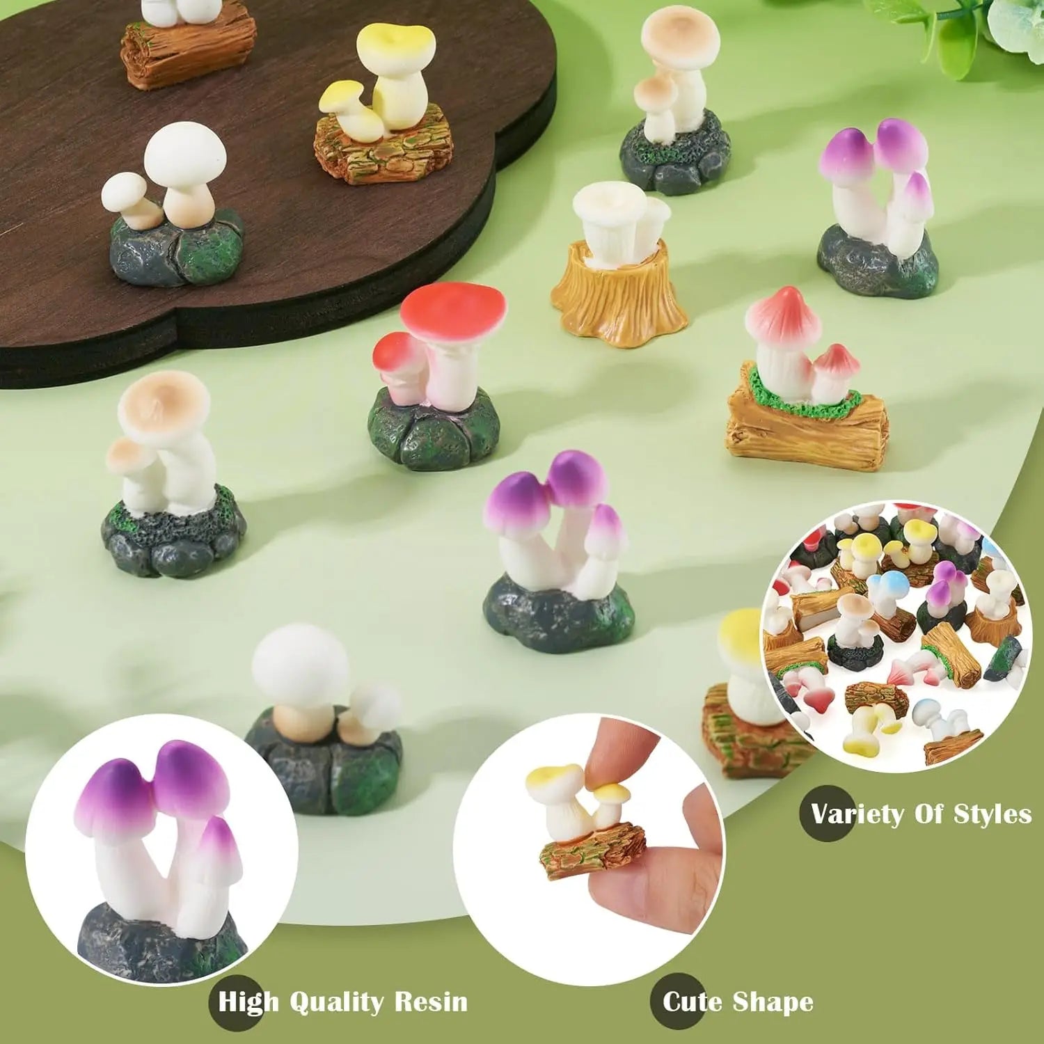 6/12PCS Mini Mushroom Figurines Resin Hand Painted Colorful Fairy Garden Terrarium Succulent DIY Micro Landscape Decor Gift Oasis Select
