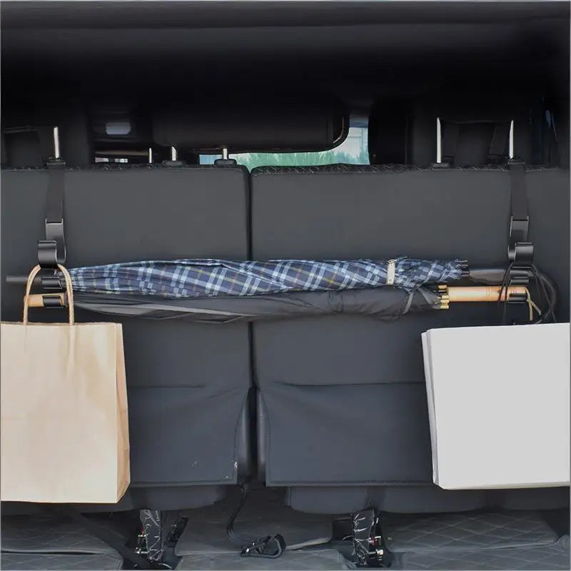 2pcs Car Back Seat Hook Multi-function Rear Seat Headrest Hanging Hook Umbrella Holder Seat Back Storage Interior Organizer Oasis Select