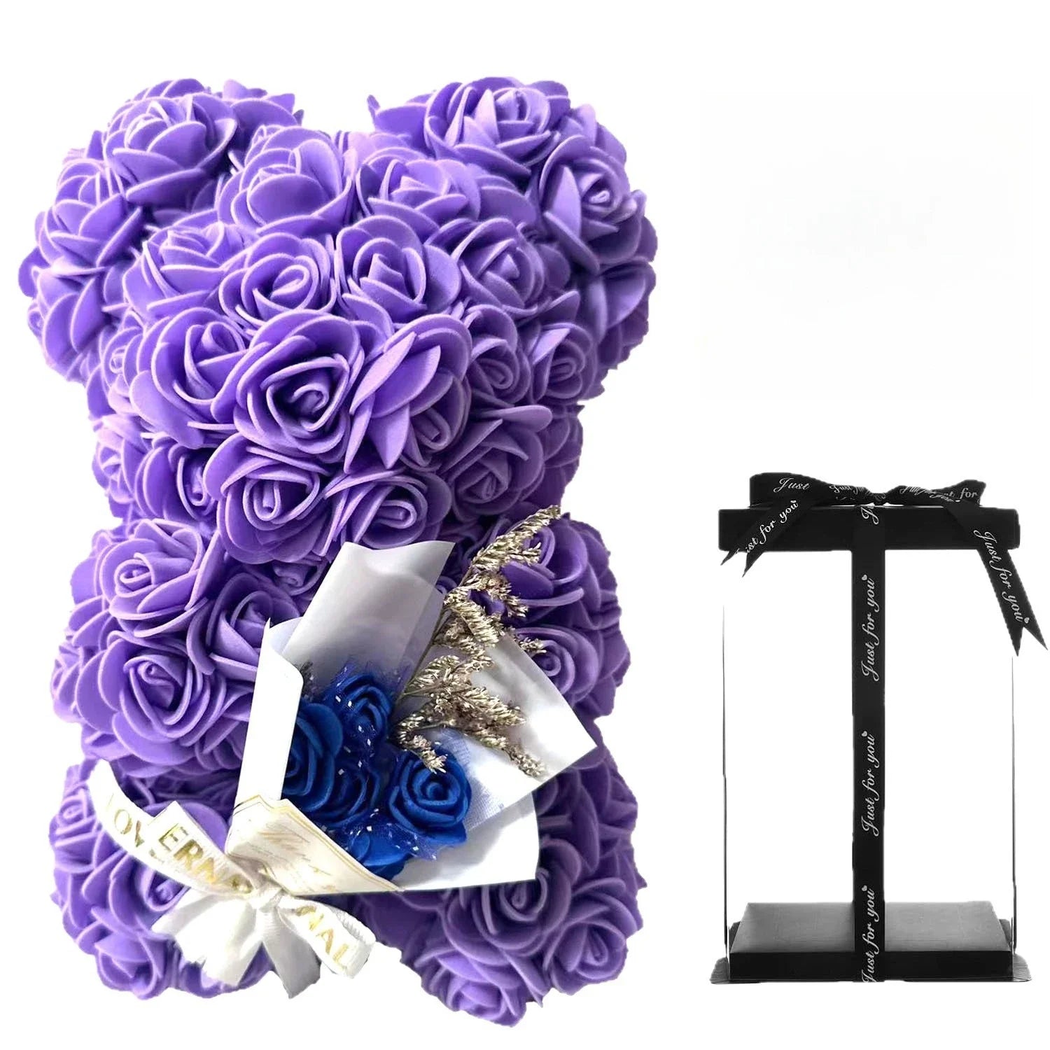 25cm Rose Flower Teddy Bear Gift Set In Premium Box Perfect Valentines Day Present For Her Mothers Birthday Anniversary Romantic Oasis Select with box 1
