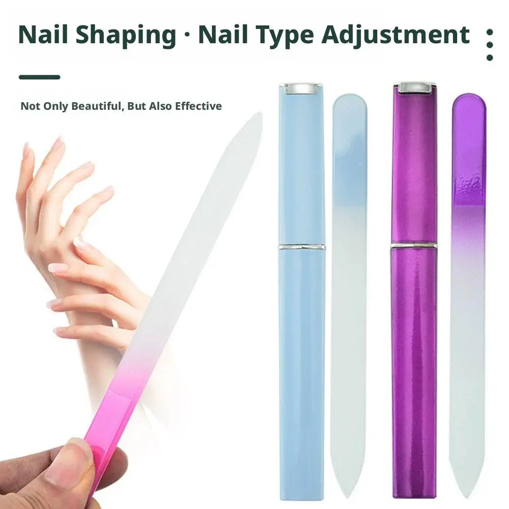 Glass Nail Files for Natural Nails Double Side Polish Crystal Fingernail File with Case Manicure Salon Nail Care for Women Girls Oasis Select