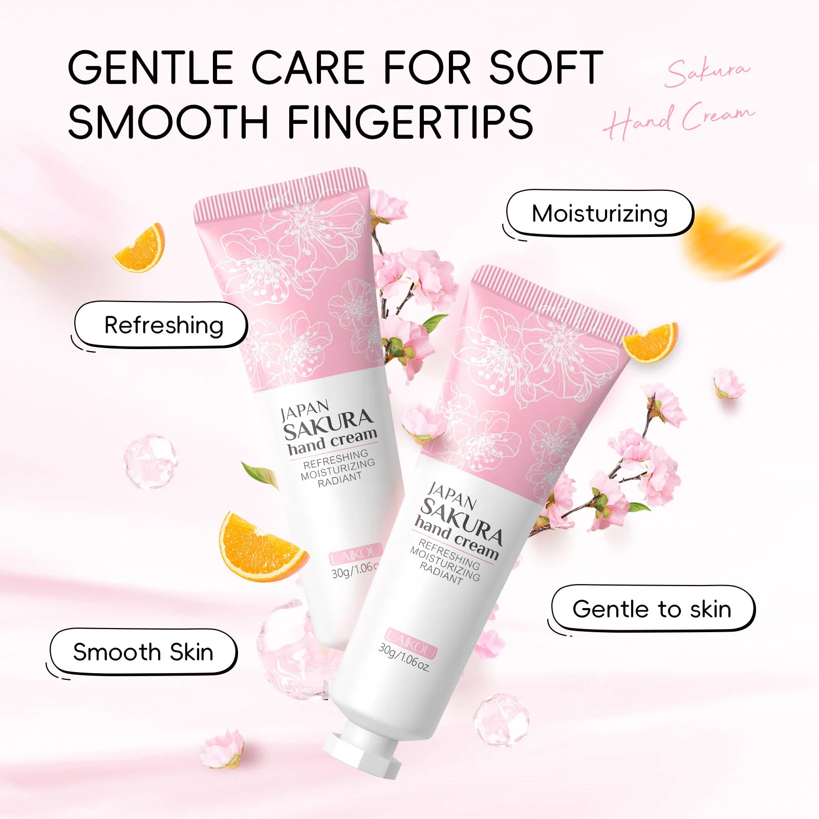 LAIKOU Sakura Hand Cream Hydrating Moisturizing Nourishing Smoothing Brightening Repairing Non‑Greasy For Dry Rough Skin 30g Oasis Select
