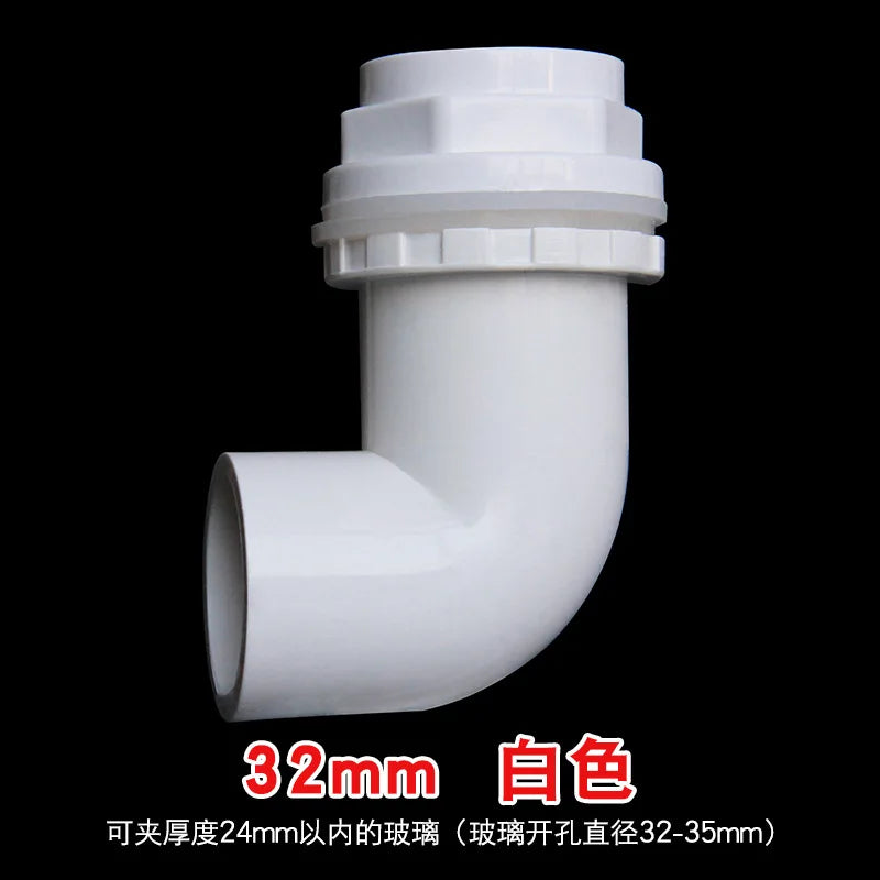 5pcs Elbow Drainage Connector Fish Tank OverflowI.D20~50mm PVC Aquarium Joints Water Inlet Outlet Supply Pipe DIY Drain Fittings Oasis Select White 32mm 5pcs
