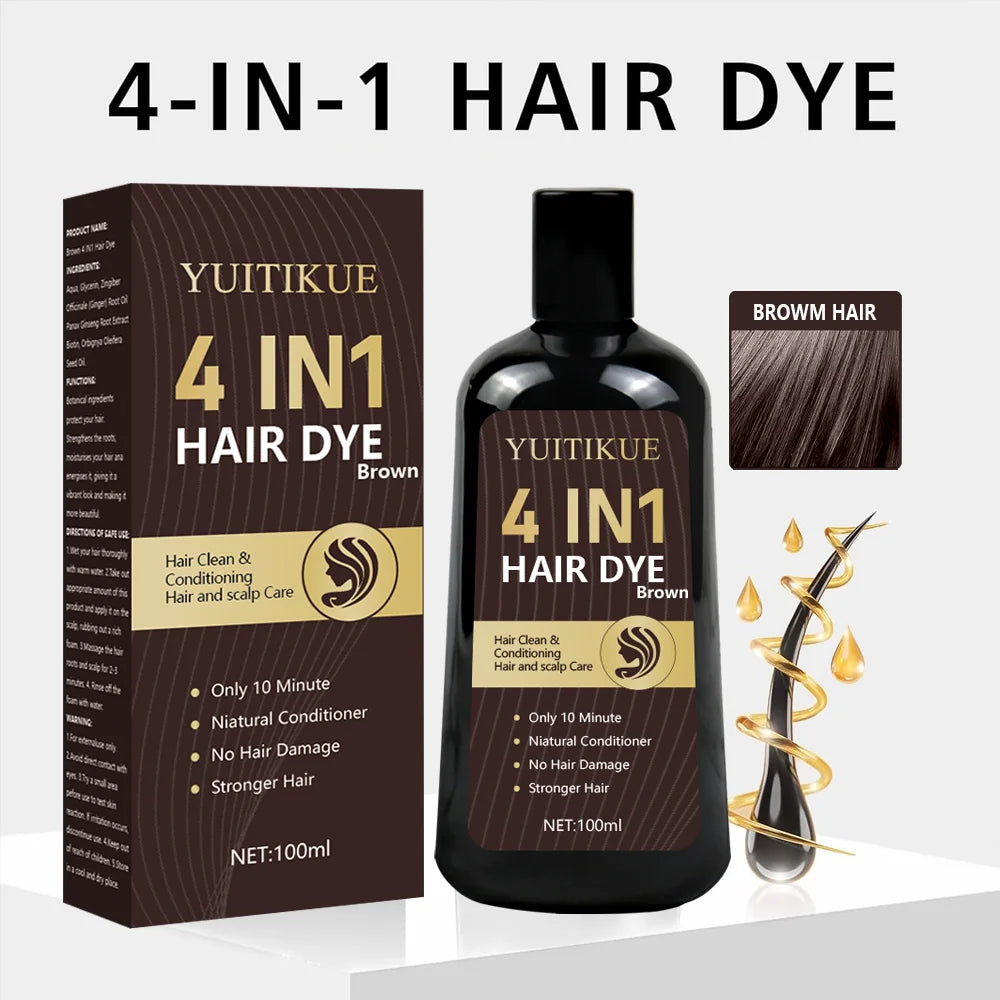 YUITIKUE Organic Brown Hair Dye – Covers Gray, 100ml