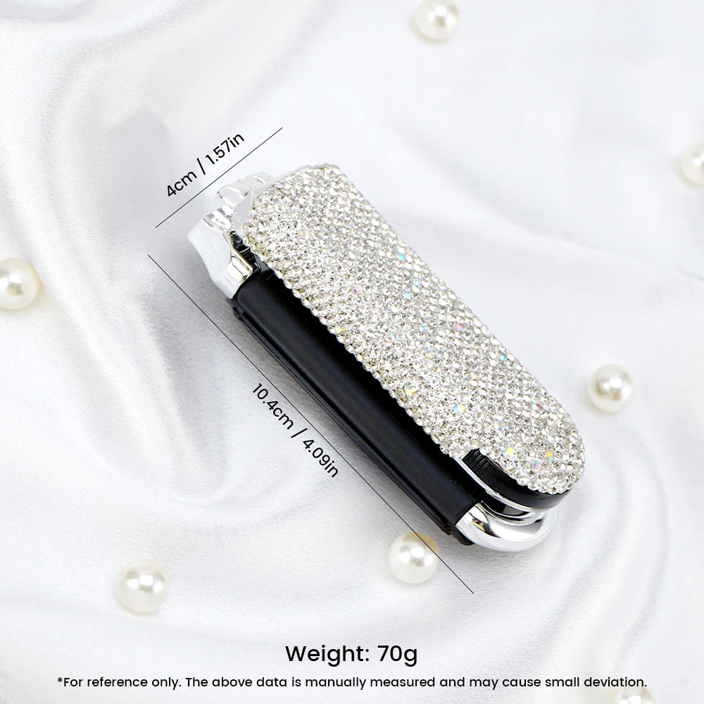 Crystal Foldable Hair Brush with Mirror – Compact Pocket Size Foldable Hair Brush Oasis Select