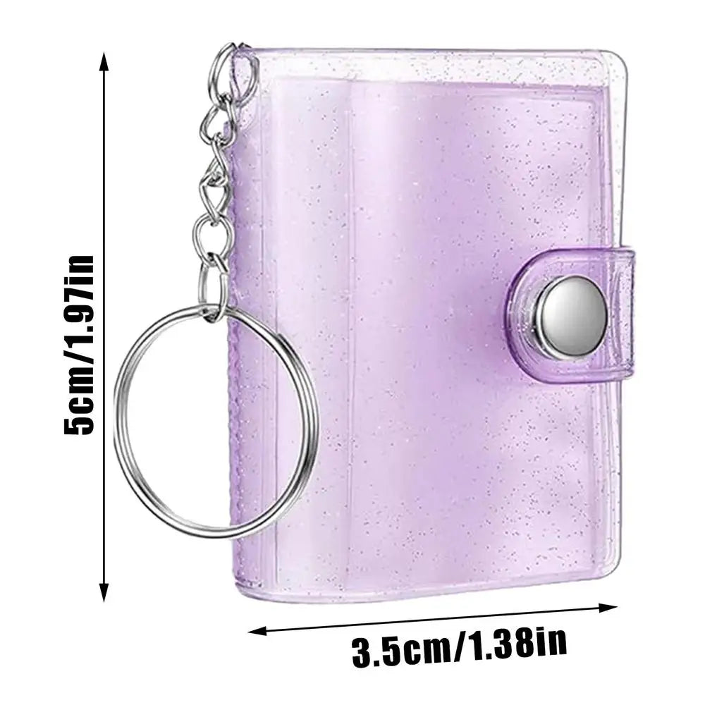 2 Inch Mini Photo Album Mini Keyring ID Instant Pictures Interstitial Storage Case Card Collect Book Photocard Holder Keyring Oasis Select Purple