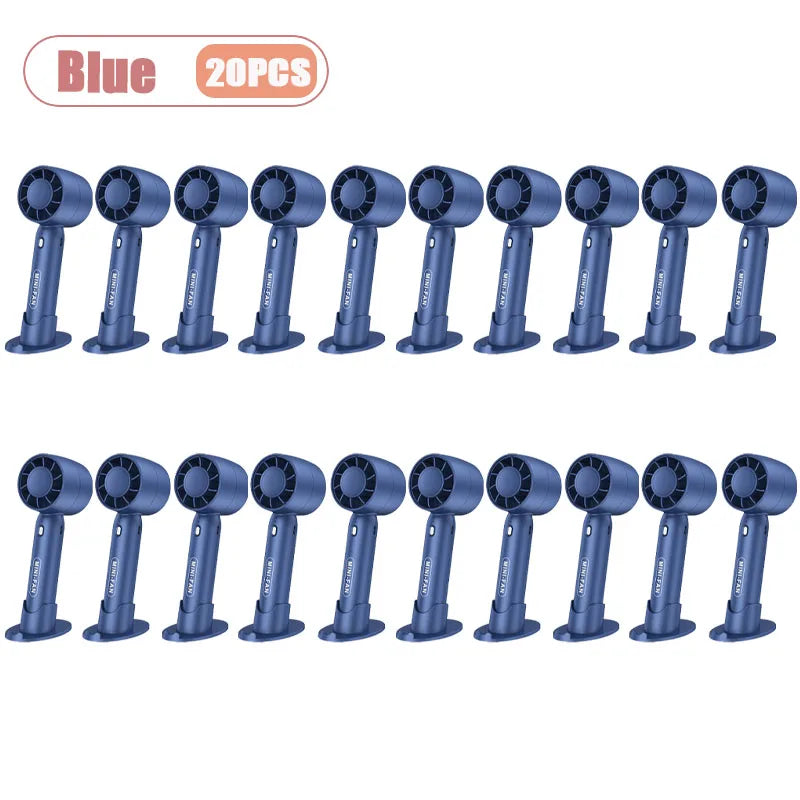 Mini USB Handheld Fan Portable Rechargeable Small Desk Fan for Students Office Travel Personal Cooling Breeze Quiet 3 Speed Oasis Select Blue-20PCS