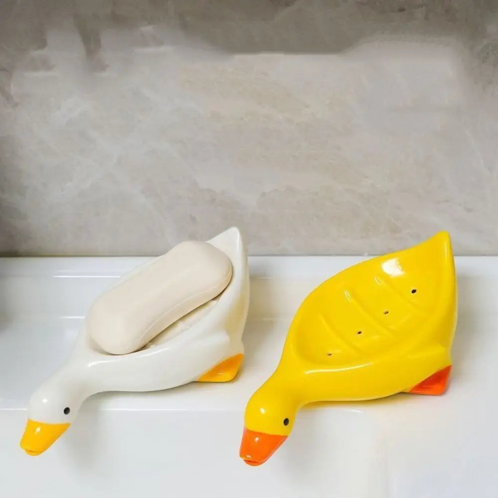 Cute Yellow Duck Shape Soap Dish Durable Bathroom Kitchen Sink Organizer Storage Holder Stand Tray Soap Container Tray Oasis Select