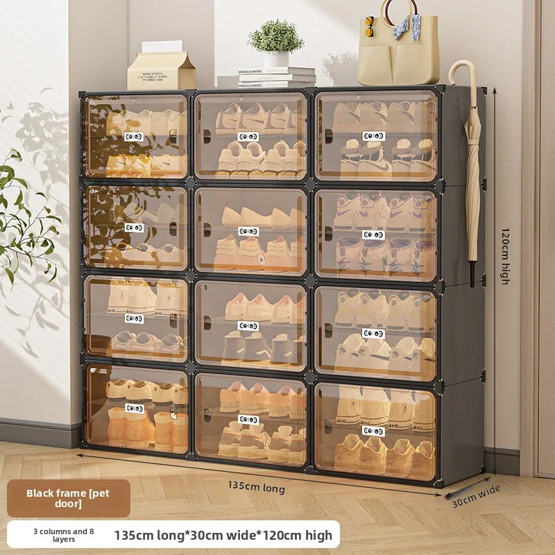 Multi-functional Simple Shoe Rack Plastic Household Indoor Door, Dustproof Storage At The Entrance, Transparent Shoe Cabinet Oasis Select 3-8A