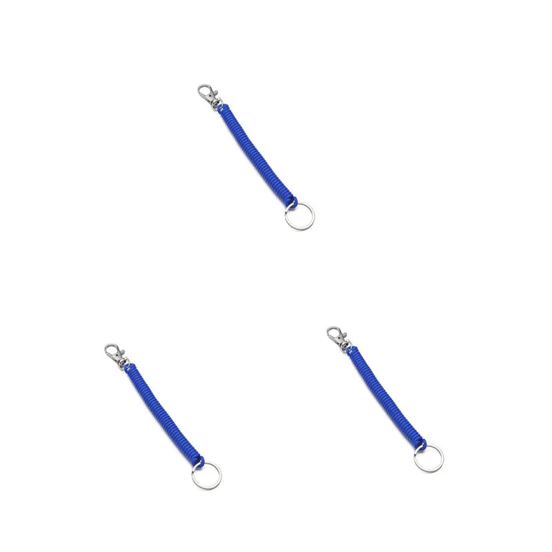 1/3pcs Elastic Wristband Spring Lanyard Key Cord Clasp Spiral Stretch Keychain Security Gear Elastic Ropes Spring Rope Key Ring Oasis Select 3pcs Royal blue