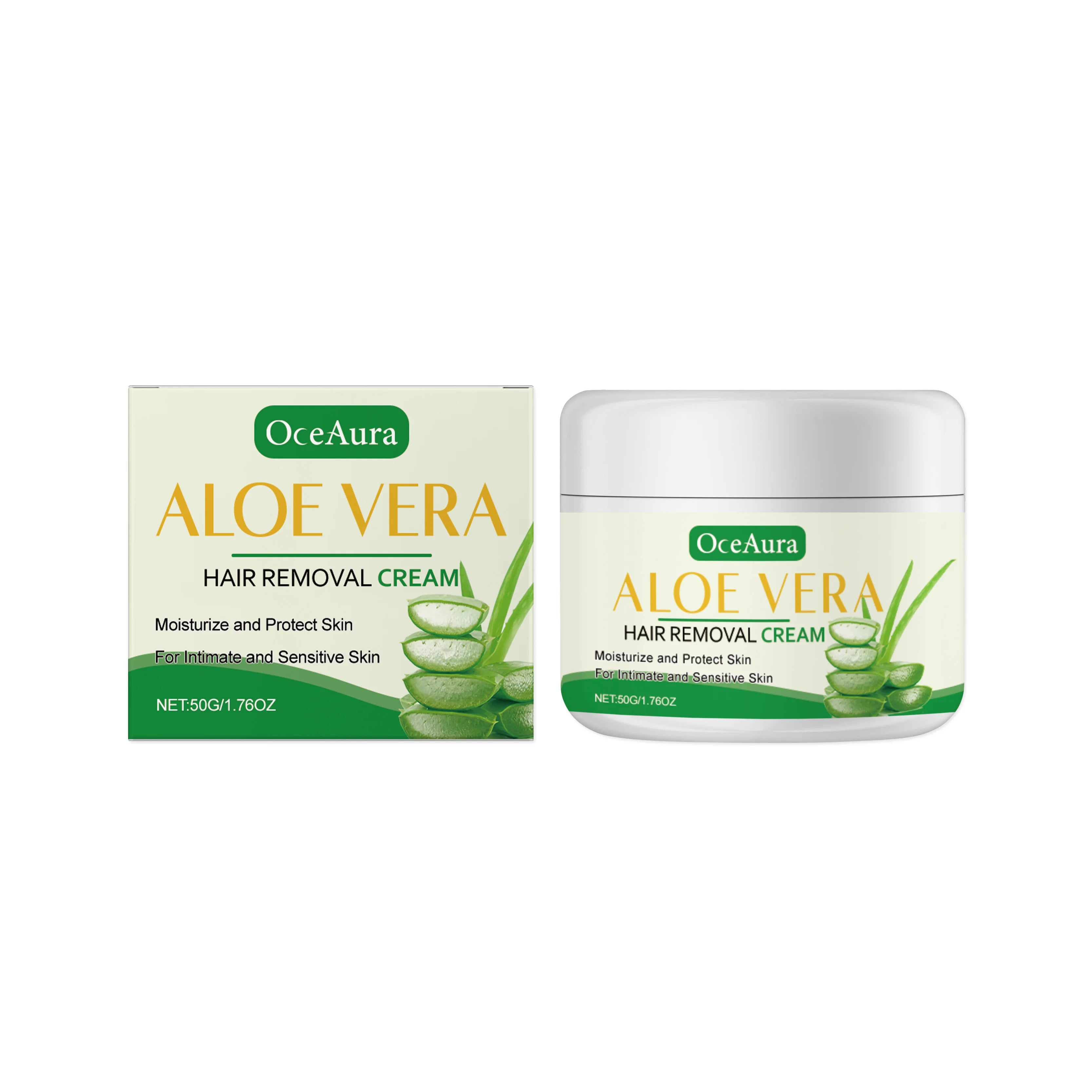 Aloe Vera Hair Removal Cream - Gentle Depilatory For Smooth Skin, Full Body Use On Legs & Underarms, Moisturizing Formula Oasis Select 50g boxed