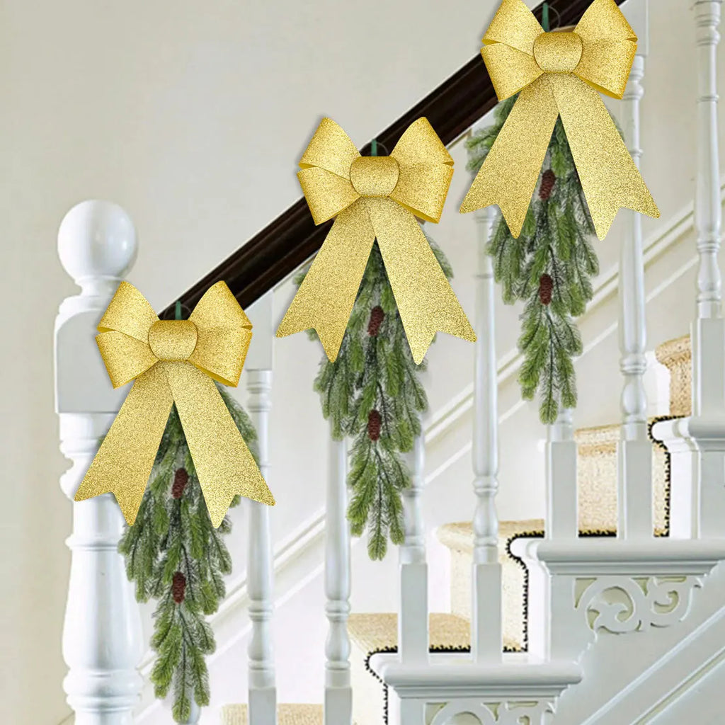Christmas Bow Red Gold Xmas Tree Large Bowknot For Home Decoration Wedding Navidad New Year Party DIY Hanging Decor Oasis Select