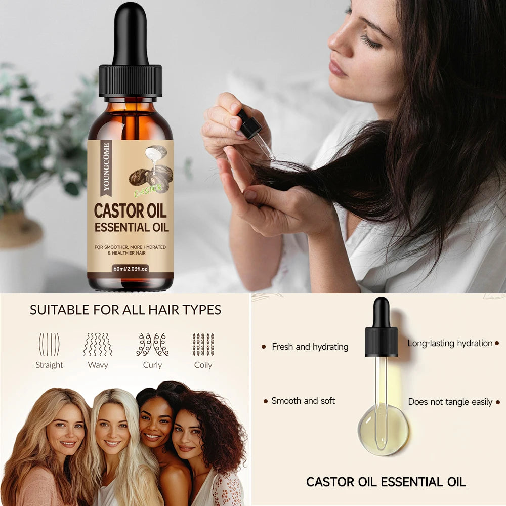 Castor Oil Hair Care Set – Shampoo, Oil, Mask & Shower Gel | 4-Pc Hair Care Set Oasis Select