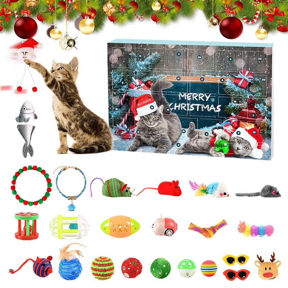 24-Piece Christmas Cat Toy Advent Calendar | Holiday Gift Set