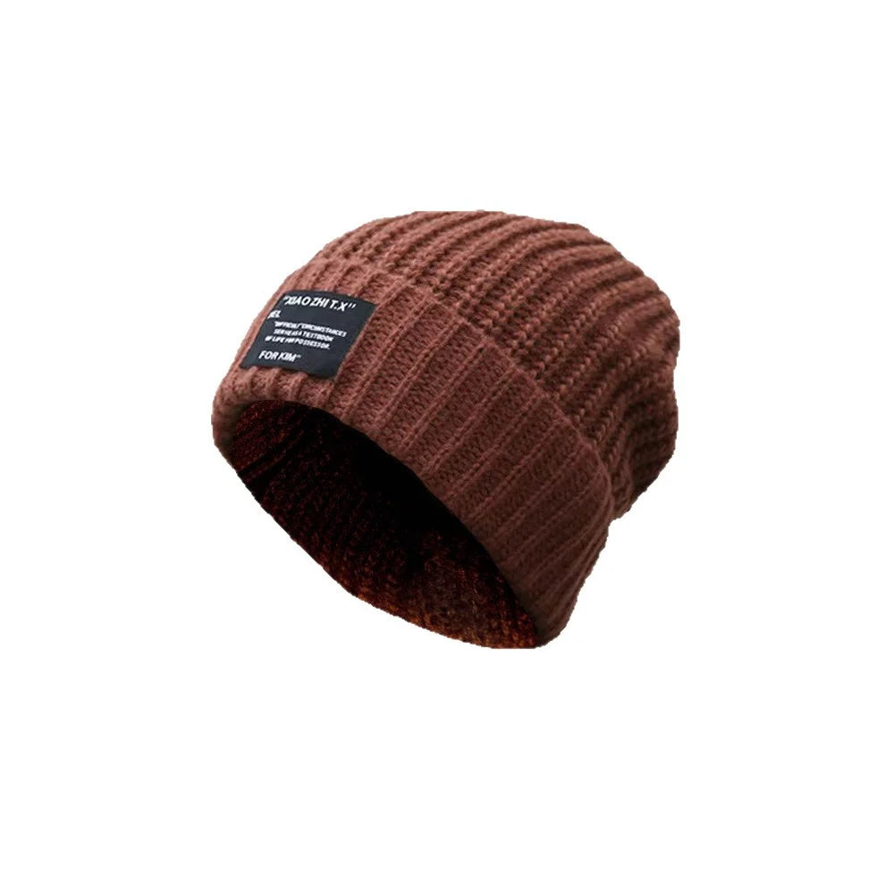 Big head hat, lazy hat, knitted hat, pile hat, deer plush hat, small face, knitted hat, generous logo hat Oasis Select